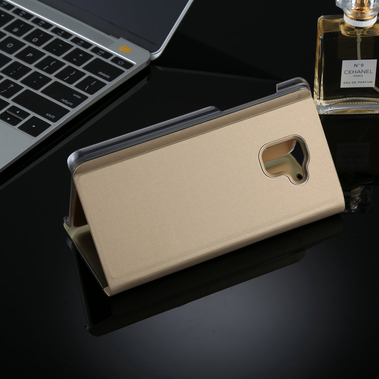 For Galaxy A8+ (2018) Electroplating Mirror Horizontal Flip Leather Case with Holder