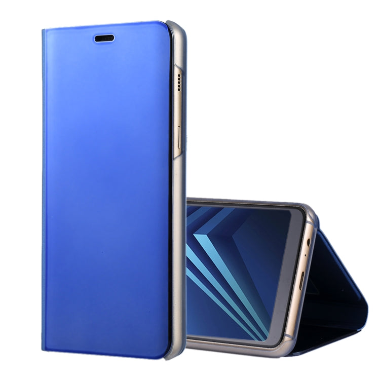 For Galaxy A8+ (2018) Electroplating Mirror Horizontal Flip Leather Case with Holder
