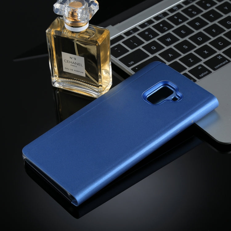 For Galaxy A8+ (2018) Electroplating Mirror Horizontal Flip Leather Case with Holder