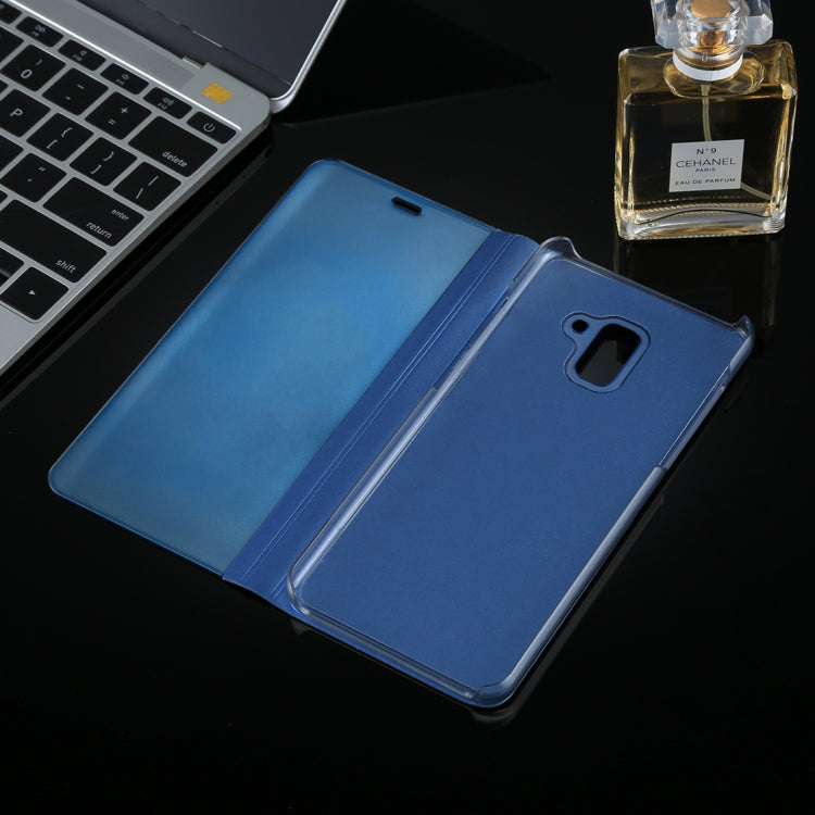 For Galaxy A8+ (2018) Electroplating Mirror Horizontal Flip Leather Case with Holder