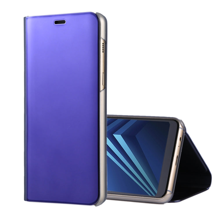 For Galaxy A8+ (2018) Electroplating Mirror Horizontal Flip Leather Case with Holder