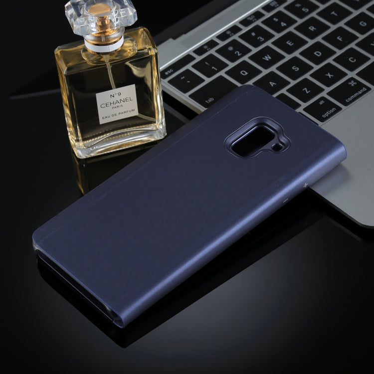 For Galaxy A8+ (2018) Electroplating Mirror Horizontal Flip Leather Case with Holder