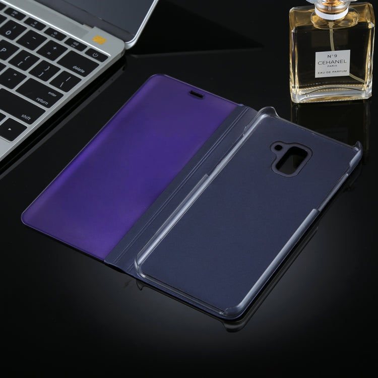 For Galaxy A8+ (2018) Electroplating Mirror Horizontal Flip Leather Case with Holder