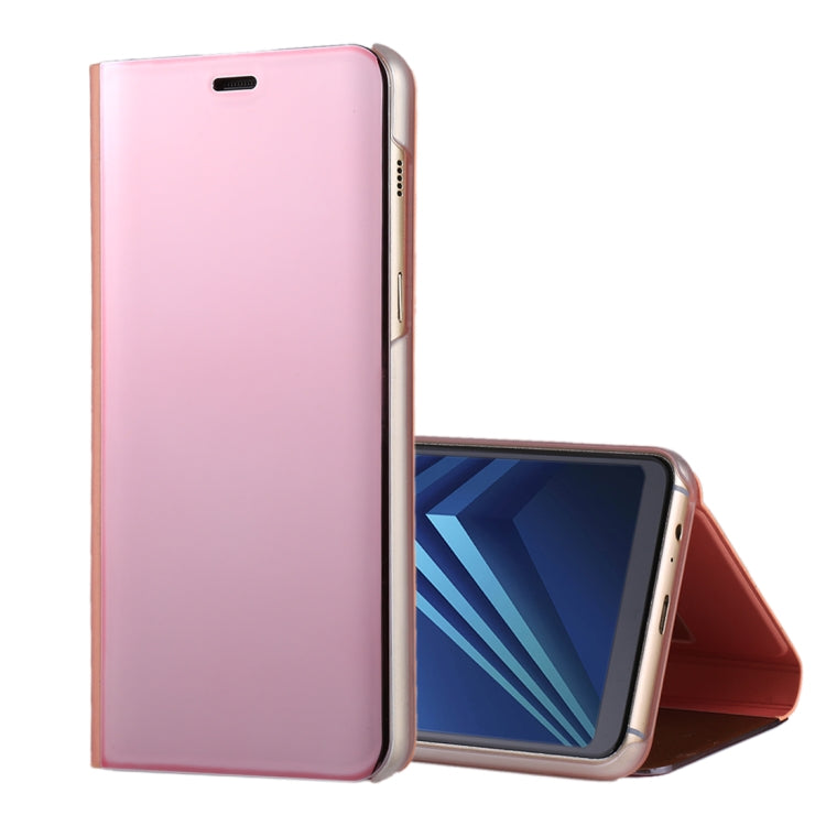 For Galaxy A8+ (2018) Electroplating Mirror Horizontal Flip Leather Case with Holder