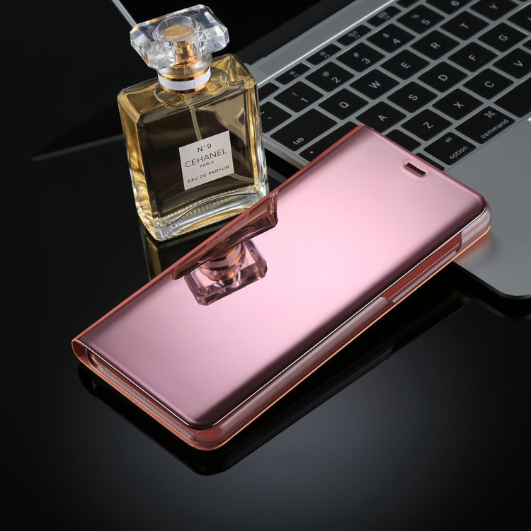 For Galaxy A8+ (2018) Electroplating Mirror Horizontal Flip Leather Case with Holder
