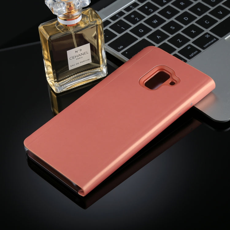 For Galaxy A8+ (2018) Electroplating Mirror Horizontal Flip Leather Case with Holder