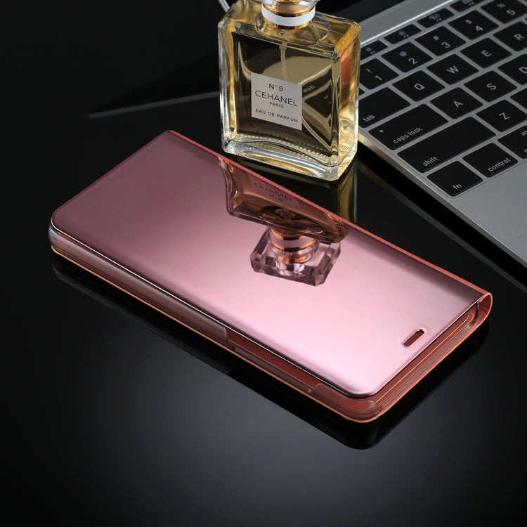 For Galaxy A8+ (2018) Electroplating Mirror Horizontal Flip Leather Case with Holder