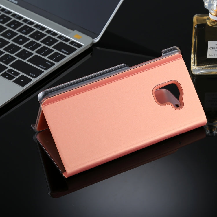 For Galaxy A8+ (2018) Electroplating Mirror Horizontal Flip Leather Case with Holder