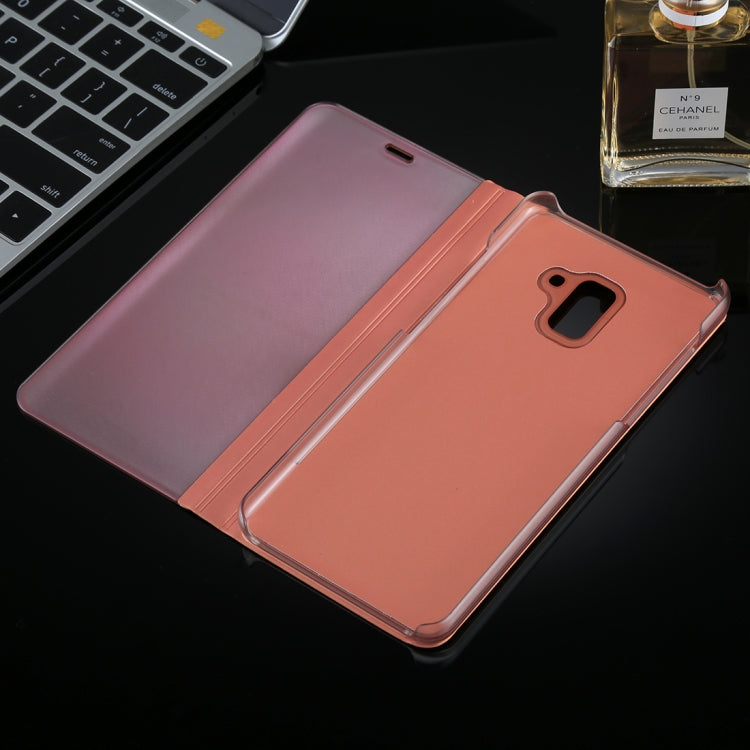 For Galaxy A8+ (2018) Electroplating Mirror Horizontal Flip Leather Case with Holder