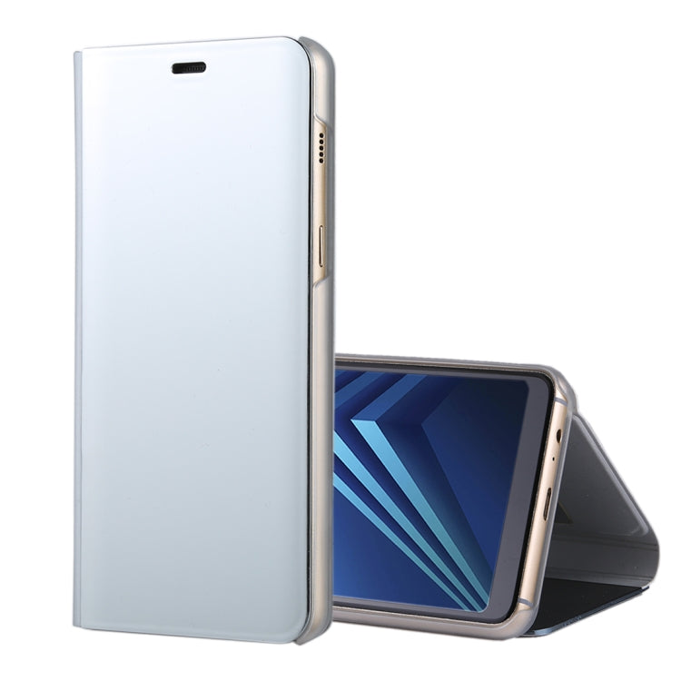 For Galaxy A8+ (2018) Electroplating Mirror Horizontal Flip Leather Case with Holder