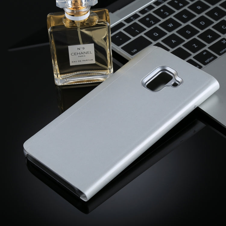 For Galaxy A8+ (2018) Electroplating Mirror Horizontal Flip Leather Case with Holder
