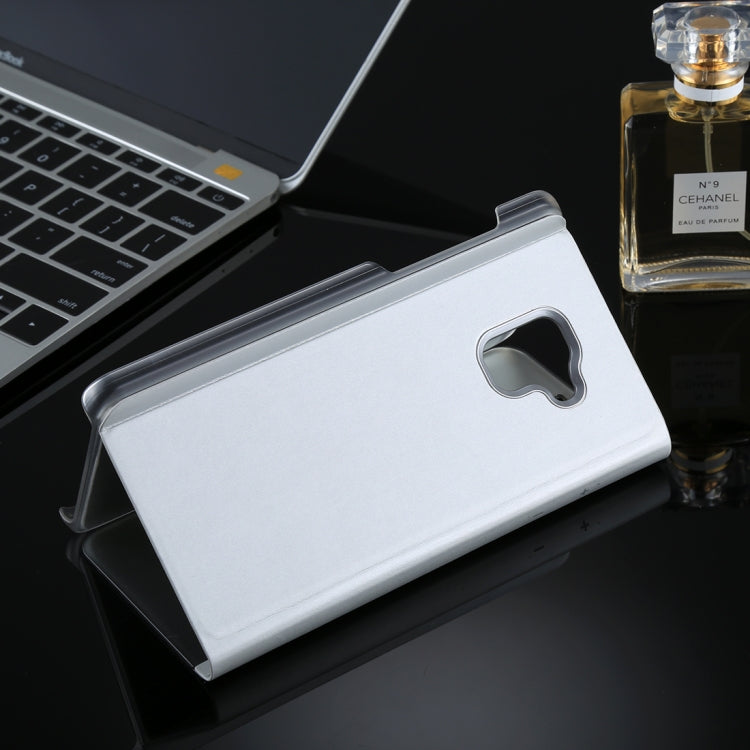 For Galaxy A8+ (2018) Electroplating Mirror Horizontal Flip Leather Case with Holder