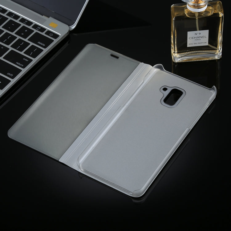 For Galaxy A8+ (2018) Electroplating Mirror Horizontal Flip Leather Case with Holder