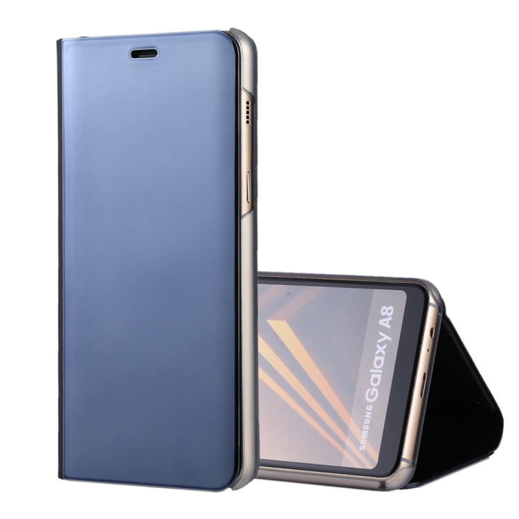 For Galaxy A8 (2018) Electroplating Mirror Horizontal Flip Leather Case with Holder