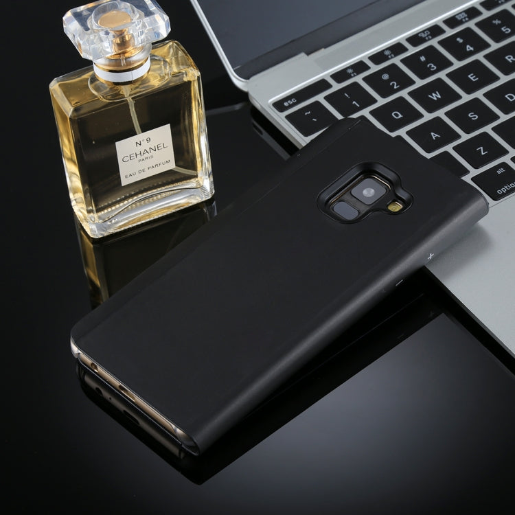 For Galaxy A8 (2018) Electroplating Mirror Horizontal Flip Leather Case with Holder