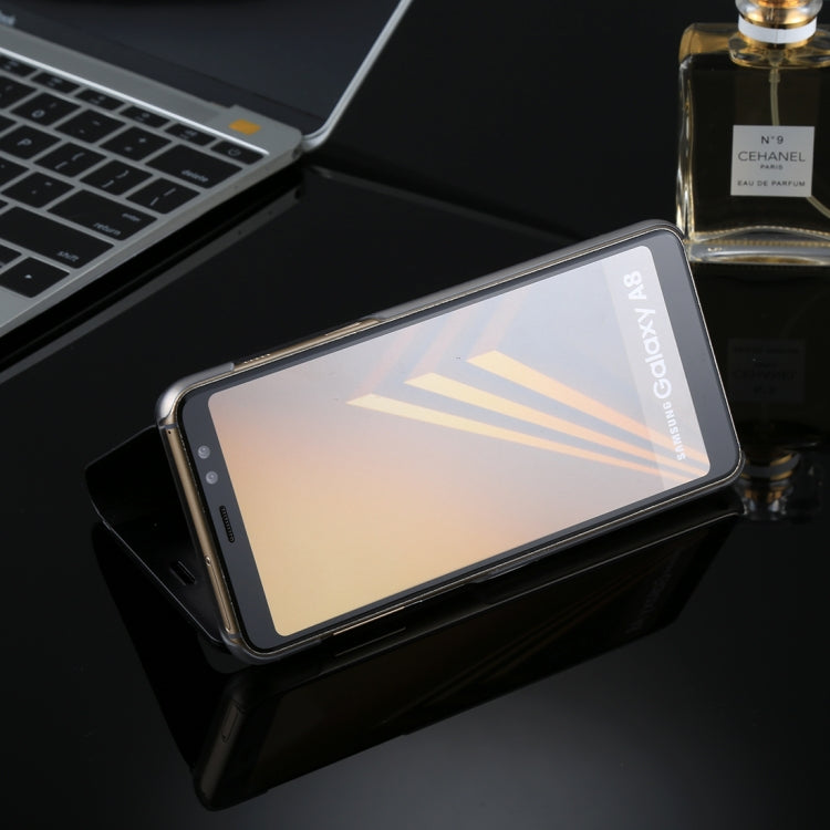 For Galaxy A8 (2018) Electroplating Mirror Horizontal Flip Leather Case with Holder