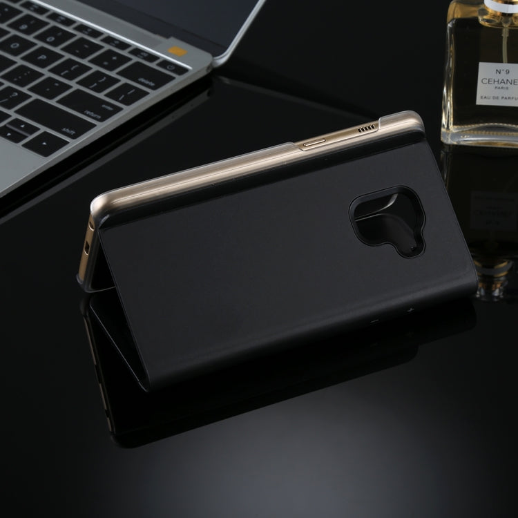 For Galaxy A8 (2018) Electroplating Mirror Horizontal Flip Leather Case with Holder