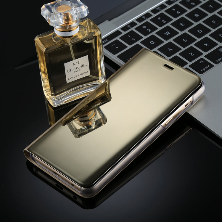 For Galaxy A8 (2018) Electroplating Mirror Horizontal Flip Leather Case with Holder