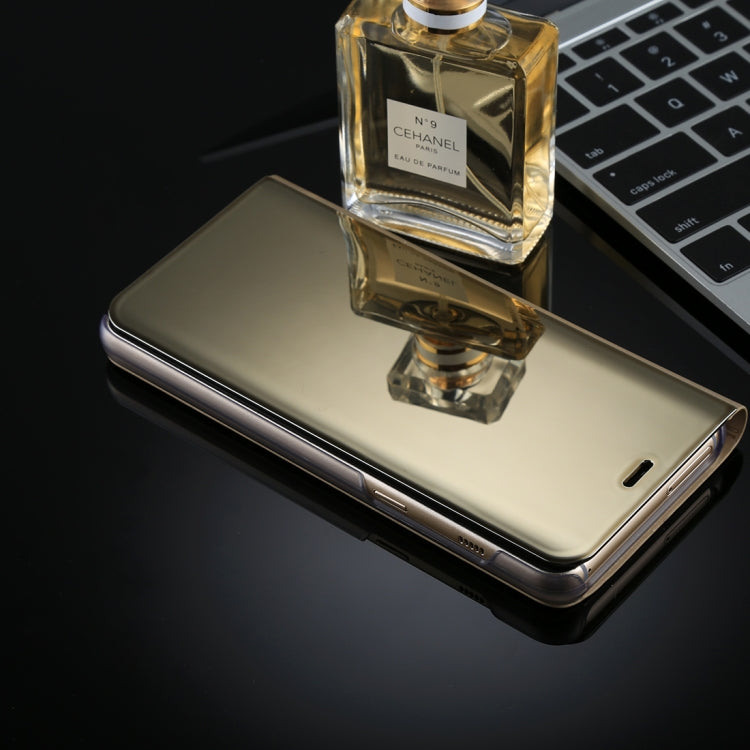 For Galaxy A8 (2018) Electroplating Mirror Horizontal Flip Leather Case with Holder