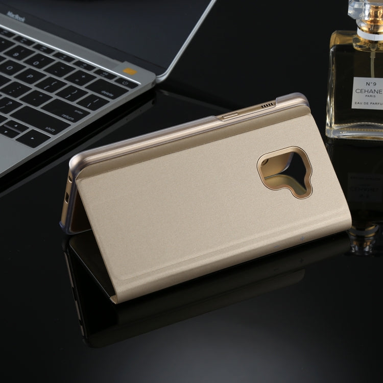 For Galaxy A8 (2018) Electroplating Mirror Horizontal Flip Leather Case with Holder