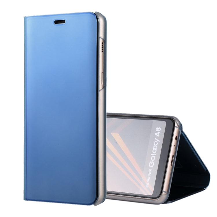 For Galaxy A8 (2018) Electroplating Mirror Horizontal Flip Leather Case with Holder