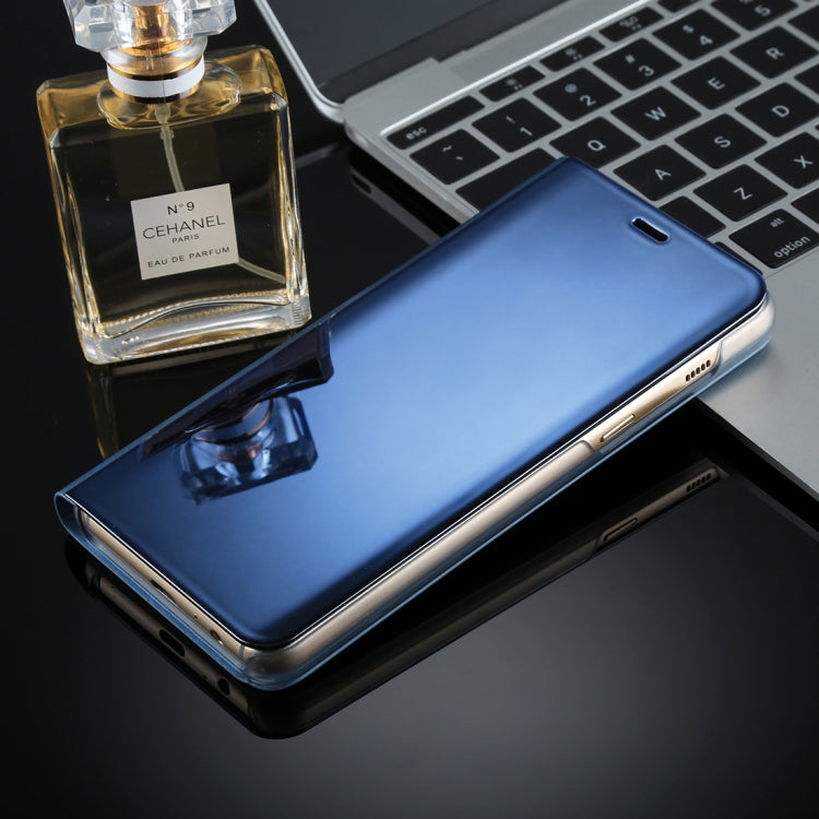 For Galaxy A8 (2018) Electroplating Mirror Horizontal Flip Leather Case with Holder