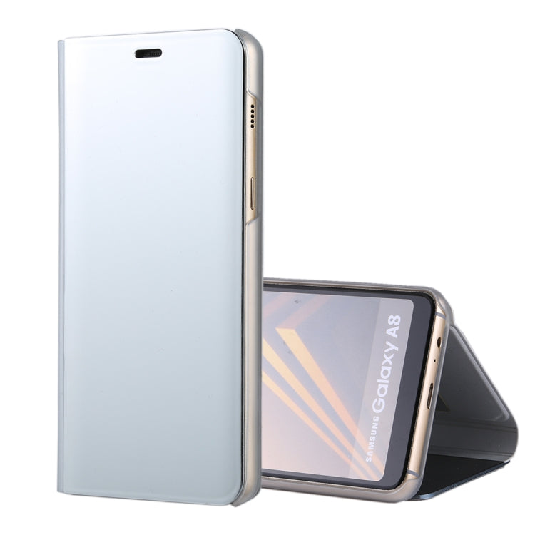 For Galaxy A8 (2018) Electroplating Mirror Horizontal Flip Leather Case with Holder