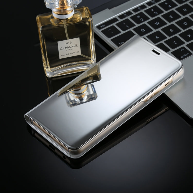 For Galaxy A8 (2018) Electroplating Mirror Horizontal Flip Leather Case with Holder