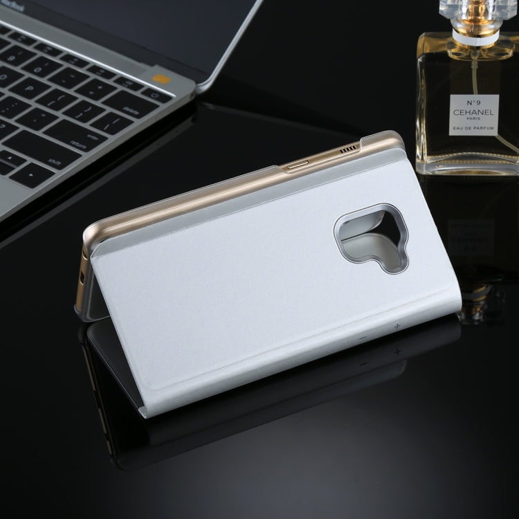 For Galaxy A8 (2018) Electroplating Mirror Horizontal Flip Leather Case with Holder
