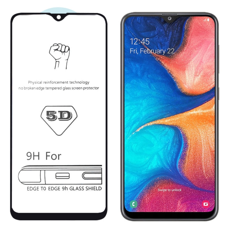 9H 5D Full Glue Full Screen Tempered Glass Film for Galaxy A20