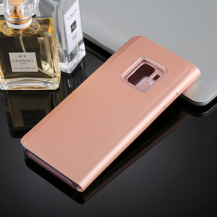 For Galaxy S9+ PU Electroplating Mirror Horizontal Flip Leather Case with Holder