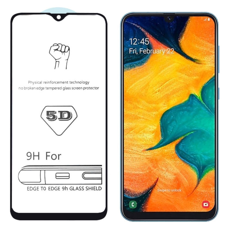 9H 5D Full Glue Full Screen Tempered Glass Film for Galaxy A30 / A50 / M30