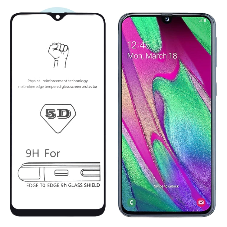 25 PCS 9H 5D Full Glue Full Screen Tempered Glass Film for Galaxy A40