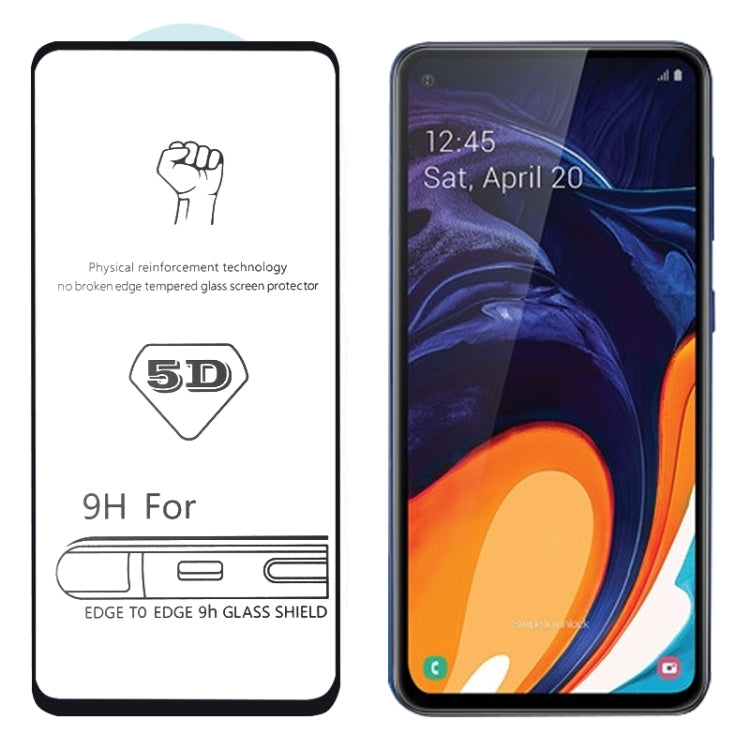 25 PCS 9H 5D Full Glue Full Screen Tempered Glass Film for Galaxy A60