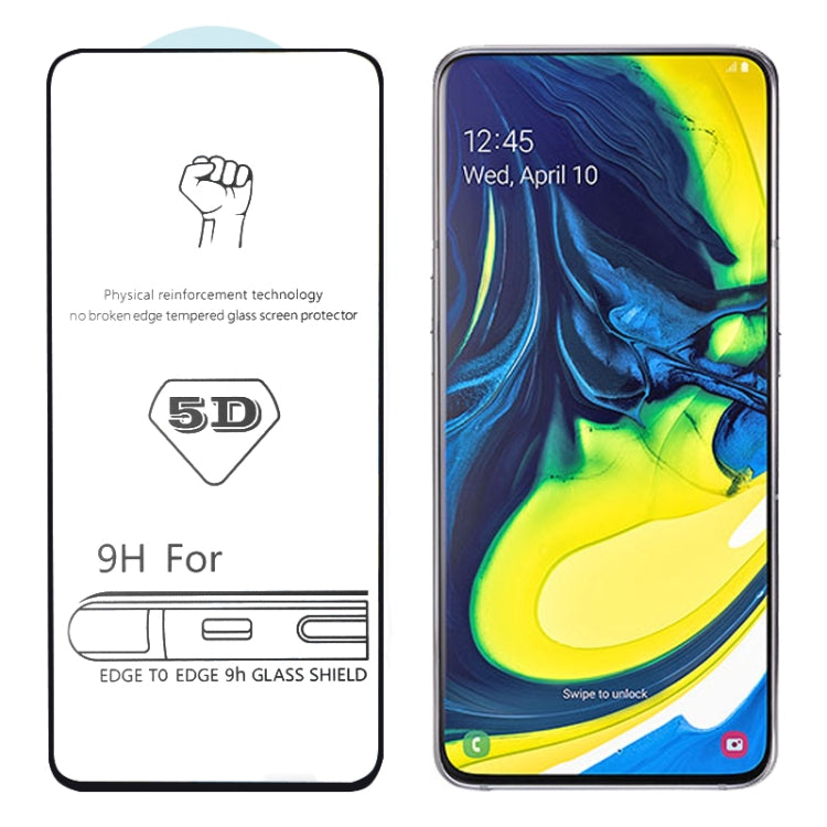 9H 5D Full Glue Full Screen Tempered Glass Film for Galaxy A80 / A90