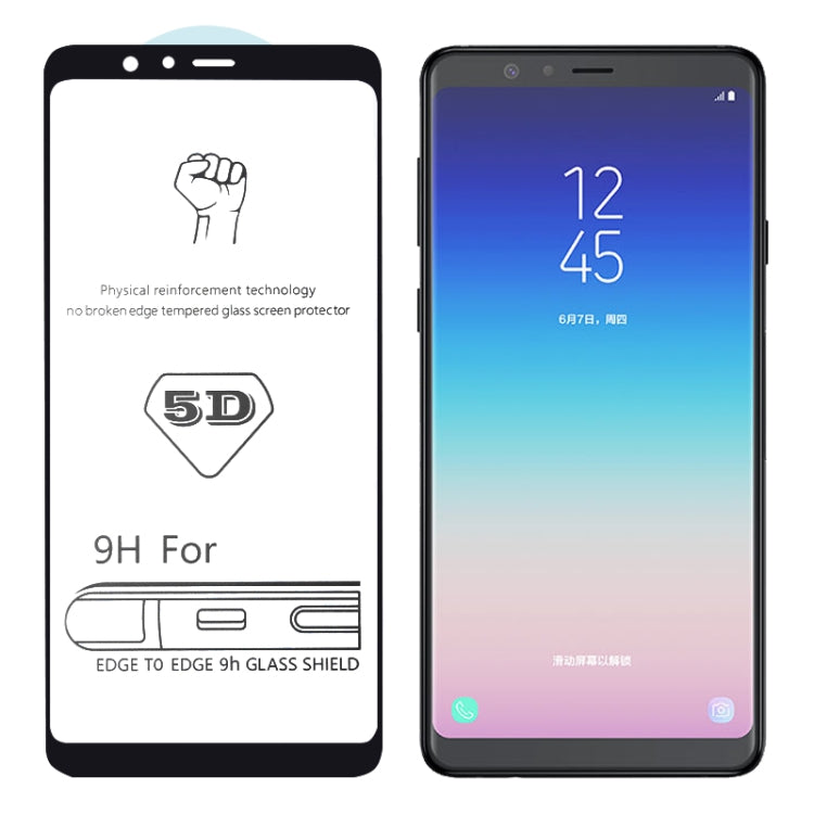 9H 5D Full Glue Full Screen Tempered Glass Film for Galaxy A8 Star (A9 Star)