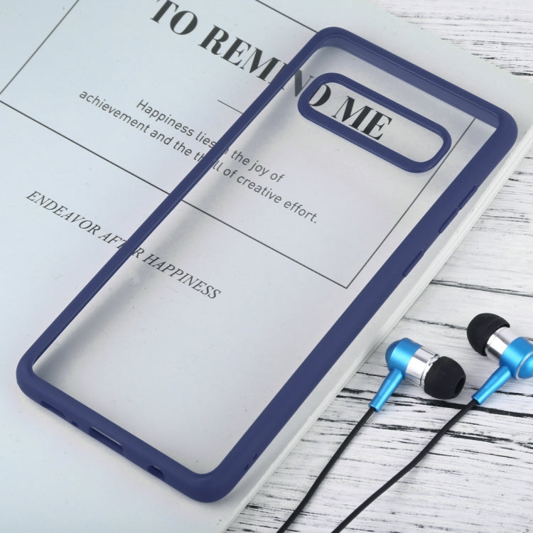 Shockproof Pure Color Border Acrylic + TPU Protective Case for Galaxy S10 Plus (Blue)