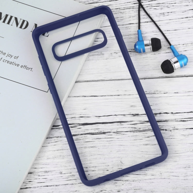 Shockproof Pure Color Border Acrylic + TPU Protective Case for Galaxy S10 Plus (Blue)