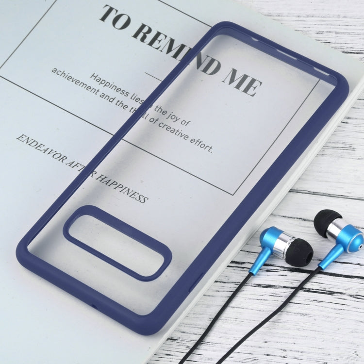Shockproof Pure Color Border Acrylic + TPU Protective Case for Galaxy S10 Plus (Blue)