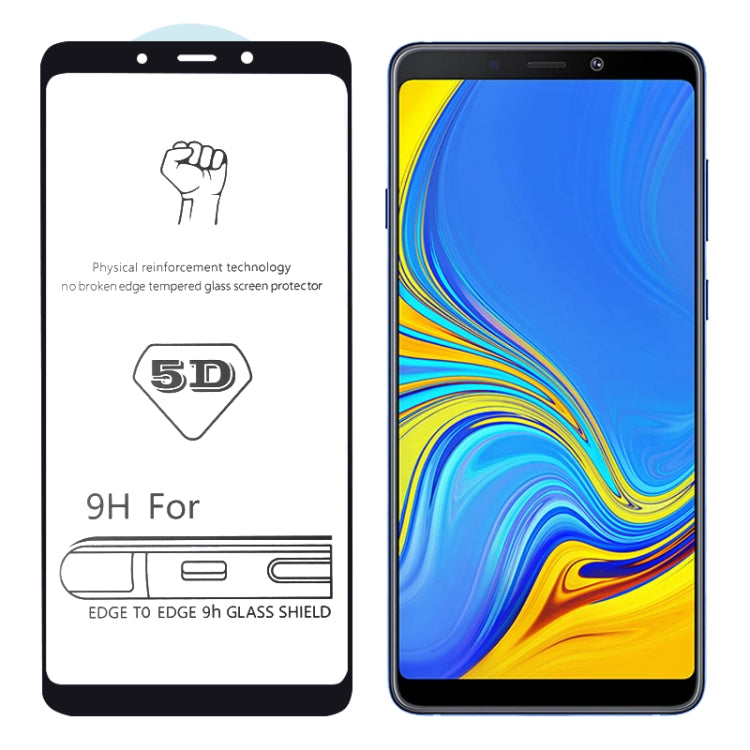 25 PCS 9H 5D Full Glue Full Screen Tempered Glass Film for Galaxy A9 (2018)