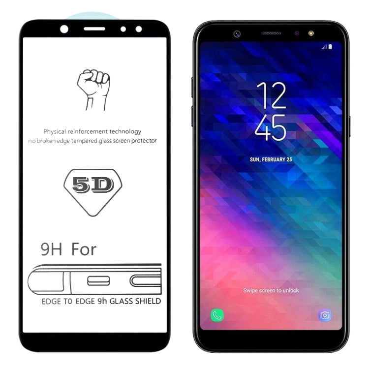 9H 5D Full Glue Full Screen Tempered Glass Film for Galaxy A6+ (2018)