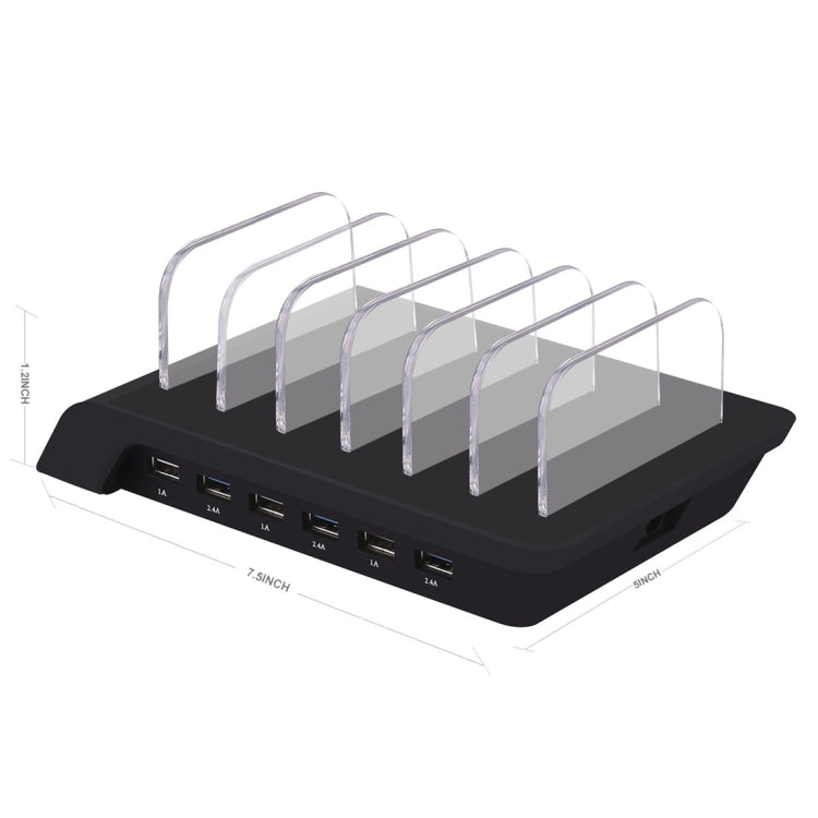 YM-UD06 5V 10.2A Output Universal Desktop Detachable 6 Ports USB Charging Station Multi-Device Hub Charging Dock, For iPad , Tablets, iPhone, Galaxy, Huawei, Xiaomi, LG, HTC and Other Smart Phones, Rechargeable Devices