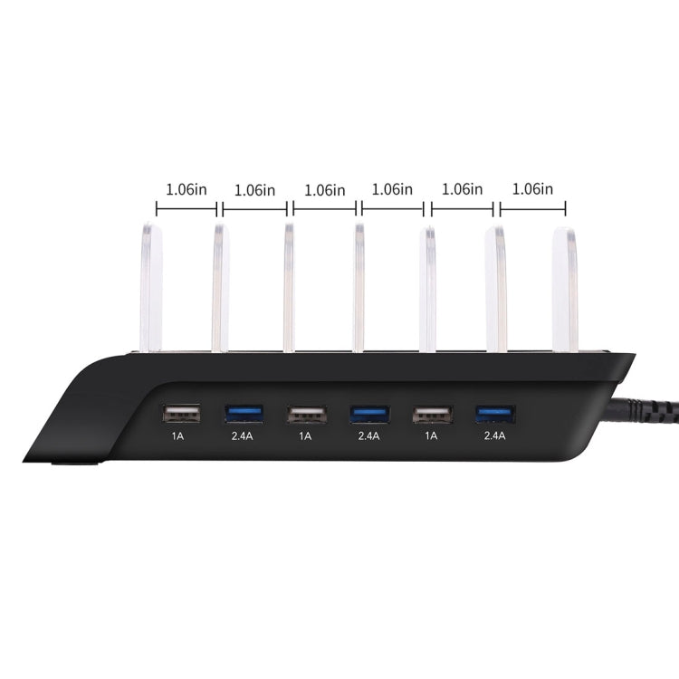 YM-UD06 5V 10.2A Output Universal Desktop Detachable 6 Ports USB Charging Station Multi-Device Hub Charging Dock, For iPad , Tablets, iPhone, Galaxy, Huawei, Xiaomi, LG, HTC and Other Smart Phones, Rechargeable Devices