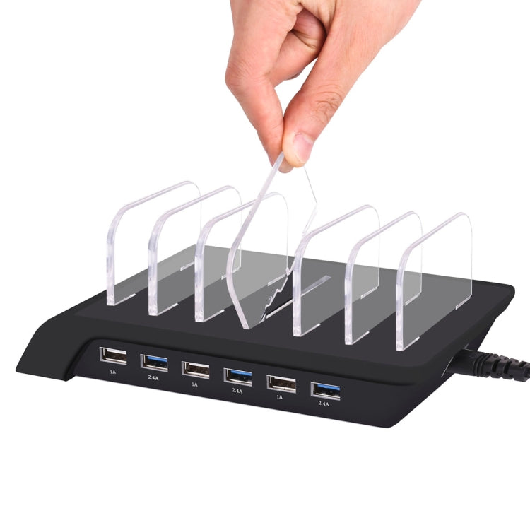 YM-UD06 5V 10.2A Output Universal Desktop Detachable 6 Ports USB Charging Station Multi-Device Hub Charging Dock, For iPad , Tablets, iPhone, Galaxy, Huawei, Xiaomi, LG, HTC and Other Smart Phones, Rechargeable Devices
