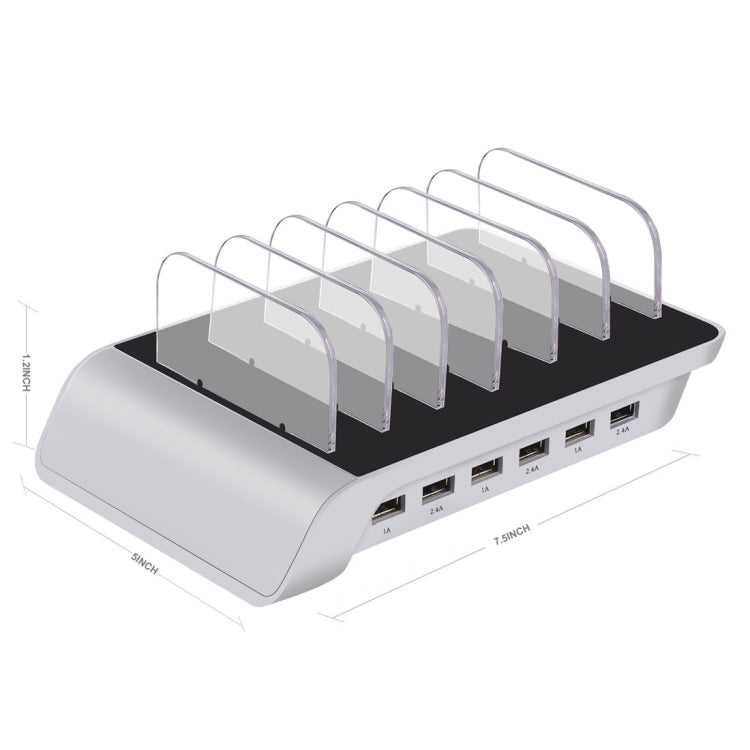 YM-UD06 5V 10.2A Output Universal Desktop Detachable 6 Ports USB Charging Station Multi-Device Hub Charging Dock, For iPad , Tablets, iPhone, Galaxy, Huawei, Xiaomi, LG, HTC and Other Smart Phones, Rechargeable Devices