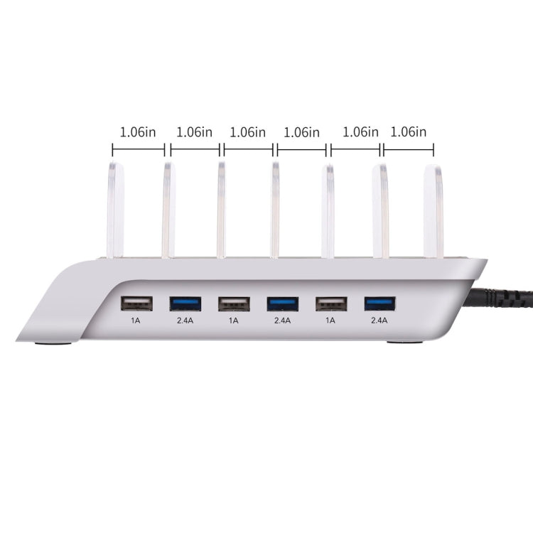 YM-UD06 5V 10.2A Output Universal Desktop Detachable 6 Ports USB Charging Station Multi-Device Hub Charging Dock, For iPad , Tablets, iPhone, Galaxy, Huawei, Xiaomi, LG, HTC and Other Smart Phones, Rechargeable Devices