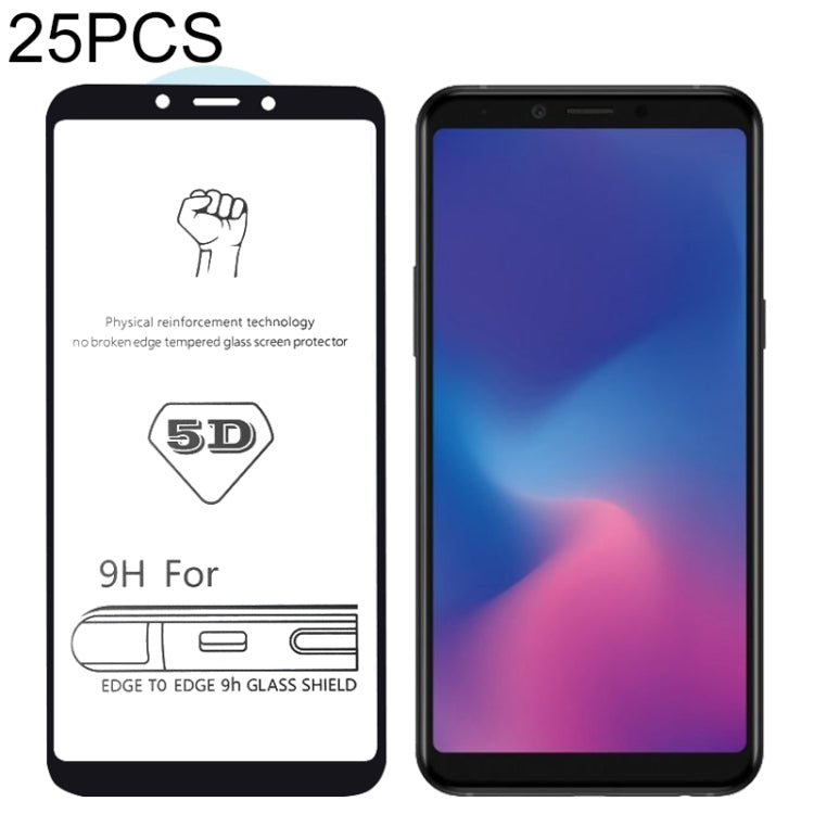 25 PCS 9H 5D Full Glue Full Screen Tempered Glass Film for Galaxy A6s