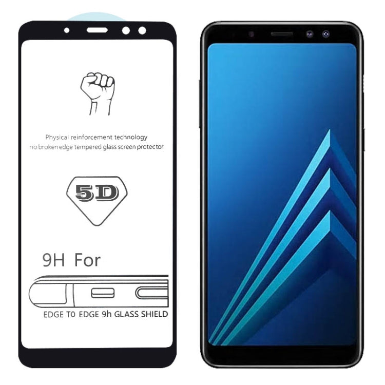 25 PCS 9H 5D Full Glue Full Screen Tempered Glass Film for Galaxy A8