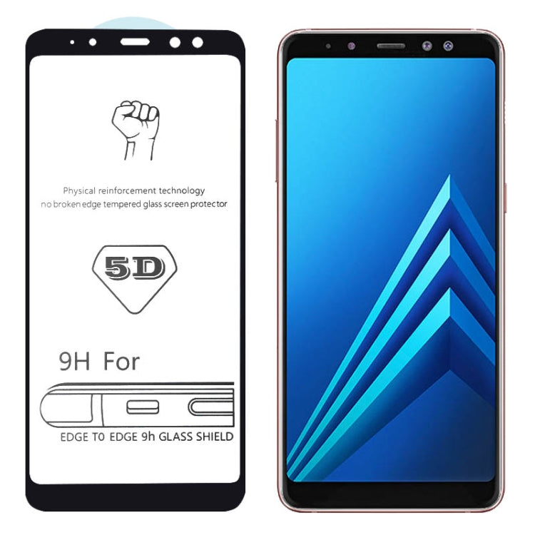 9H 5D Full Glue Full Screen Tempered Glass Film for Galaxy A8+ (2018)