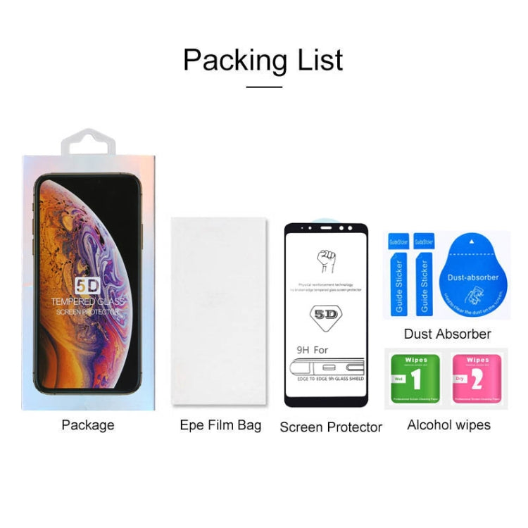 9H 5D Full Glue Full Screen Tempered Glass Film for Galaxy A8+ (2018)